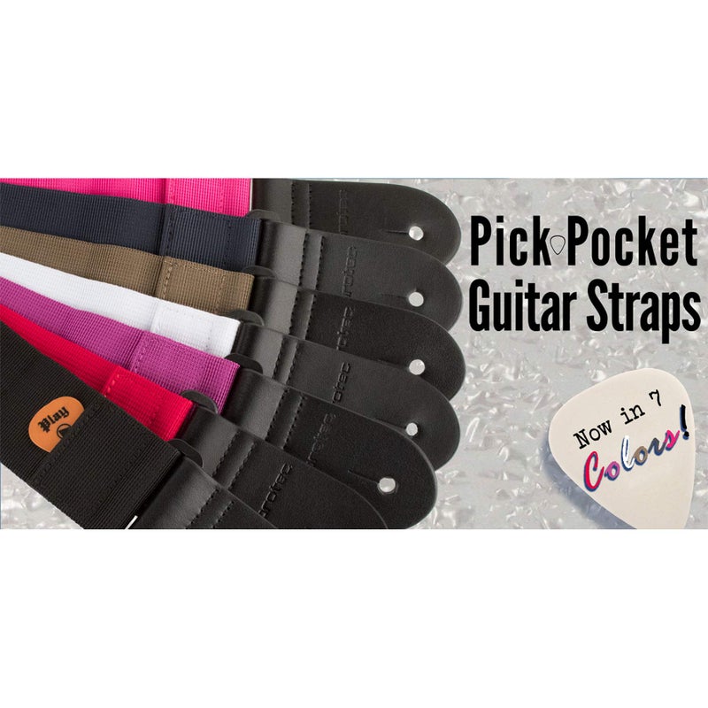 Protec Guitar Strap With Pick Pocket & Leather Ends Abdominal Support (POLYSTSB) Strawberry Regular - Image 5